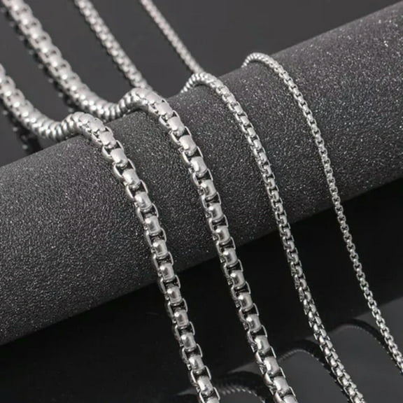5pcs/lot Stainless Steel Square Rolo Link Chain Box Chain Necklace for Men Women