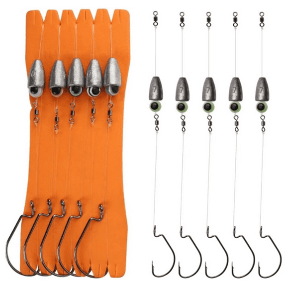 5pcs/lot Texas Rig Set For Bass Fishing Carolina Rig Kit Fishing Tackle
