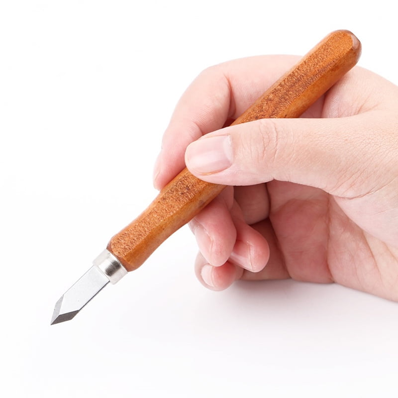 Set Di 5 Coltelli Per Intaglio Legno - Sgorbie E Profili Vari Con Manico In Legno