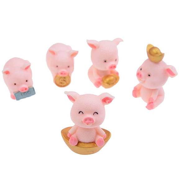 5pcs/set Cute Pig Miniature Animal Garden Decoration Diy Fairy Garden Decoration