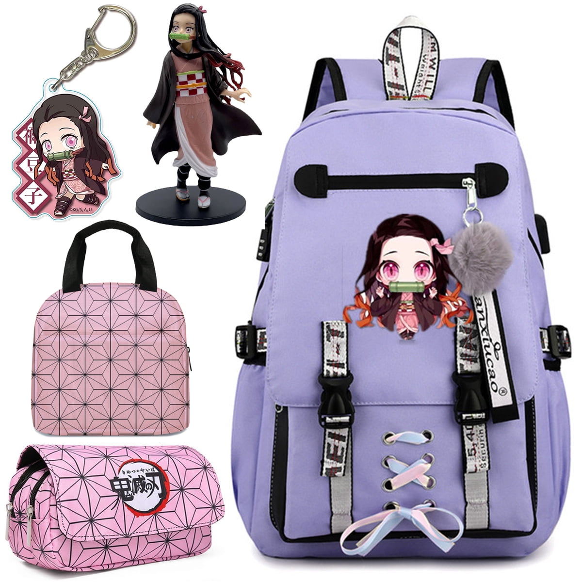 5pcs/set Demon Slayer Nezuko Laptop Backpack, School bag - Walmart.com