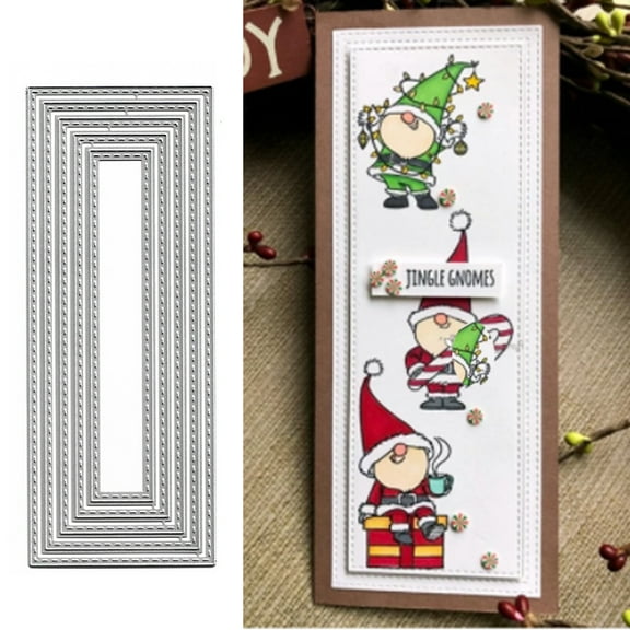 5pcs/set Dotted Rectangular Rrame Metal Die Cuts, Rectangle Frame Flower Cutting Dies Cut Stencils for DIY Scrapbooking Album Decorative Embossing Paper Dies Card Making