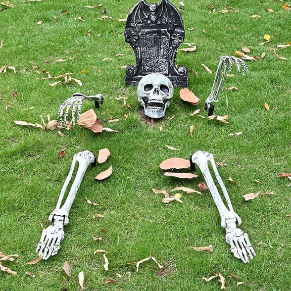 5pcs/set Halloween Costume Props Realistic Skull Decorations for Yard Halloween Scene Setup Skeleton Decor