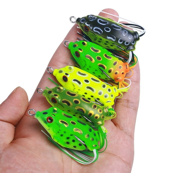 5pcs/set Large Frog Topwater Soft Rubber Fishing Lures Bait Crankbaits 3 Size
