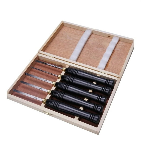 5pcs/set Lathe Chisel Set Woodworking Turning Tool Set HSS High Speed Steel Semicircle Knife Hand-held Wooden Turning Tool ,Security