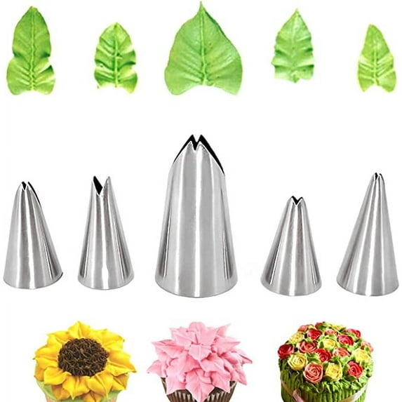 5pcs/set Leaf Piping Icing Nozzles,Stainless Steel Cake Decorating Tips Set , DIY Baking Supplies Cake Decorating Tools
