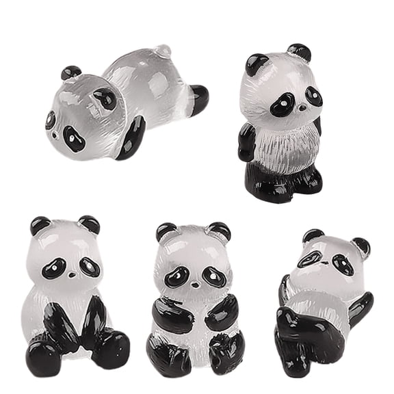 5pcs/set Panda Statue Landscape Ornament Glowing in Dark Figurines for Home Offices Supply
