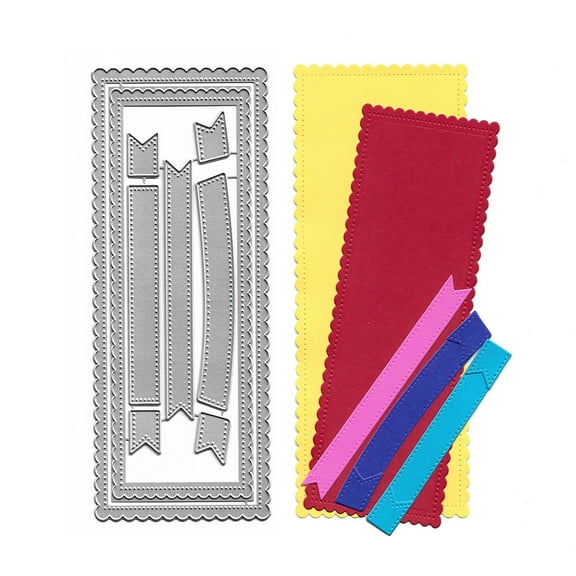 5pcs/set Wave Tag label Metal Die Cuts, Long Frame Label Cutting Dies Cut Stencils for DIY Scrapbooking Album Decorative Embossing Paper Dies Card Making