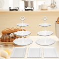 thumbnail image 1 of 5piece Cake Stand Set Cake Stand White Plastic Dessert Table Display Set With 2 Large 3-tier Cupcake Stands 3 Appetizer Trays Perfect For Wedding Birthday Tea Party, 1 of 6