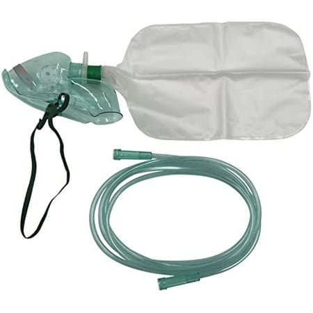 5pk Adult Elongated Non-Rebreather Oxygen Mask w/6.8Ft Crush Resistant Tubing