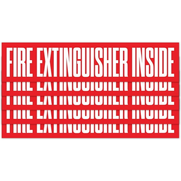 5pk Fire Extinguisher Inside Sticker | Weatherproof Adhesive Decal Signs for Truck, 9" x 2"