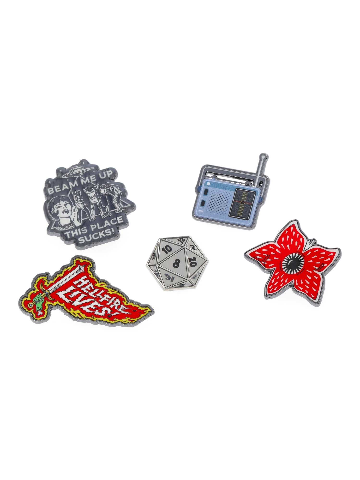 Netflix Stranger Things Beam Me Up Lapel Pins from No Boundaries, 5-Pack, Women’s
