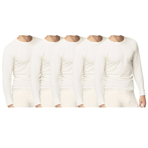 5pk Mens Thermal Shirt Waffle Knit Cotton Underwear
