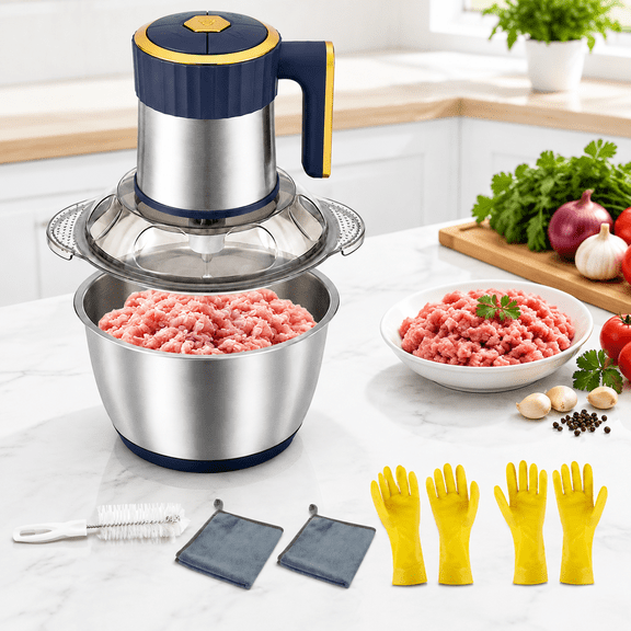 5qt 5-speed Electric Food Processor with Stainless Steel Bowl for Kitchen Use