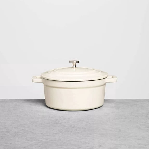 0.5qt Enameled Cast Iron Mini Dutch Oven Cream