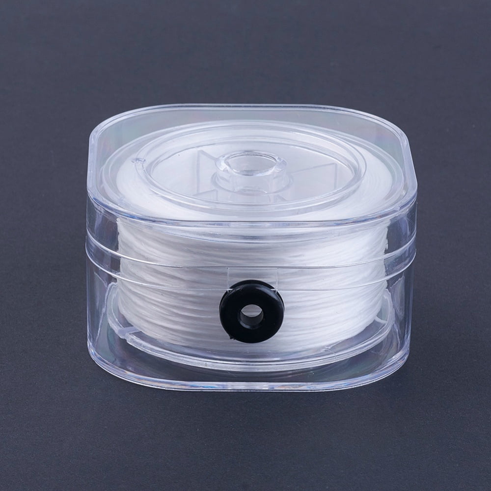 5rolls Flat Elastic String Elastic Beading Thread for Stretch Bracelet Making White 0.8mm about 54.68 yards(50m)/roll