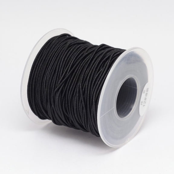 5rolls Round Elastic Cord Wrapped by Nylon Thread Black 0.8mm about 54.68 yards(50m)/roll