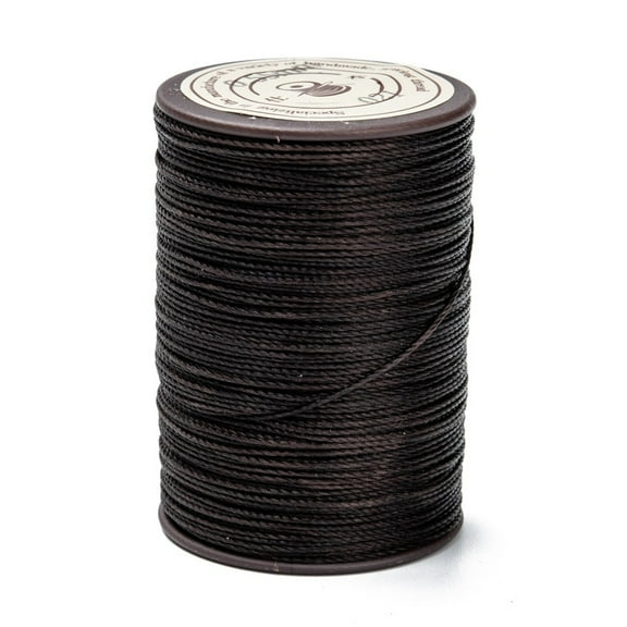 5rolls Round Waxed Polyester Thread String Micro Macrame Cord Twisted Cord for Leather Sewing Stitching Dark Coffee 0.55mm about 131.23 yards(120m)/roll