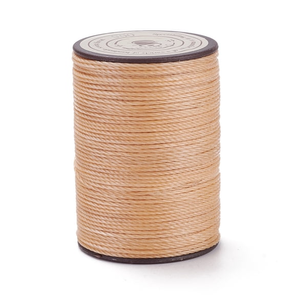 5rolls Round Waxed Polyester Thread String Micro Macrame Cord Twisted Cord for Leather Sewing Stitching BurlyWood 0.8mm about 54.68 Yards(50m)/Roll
