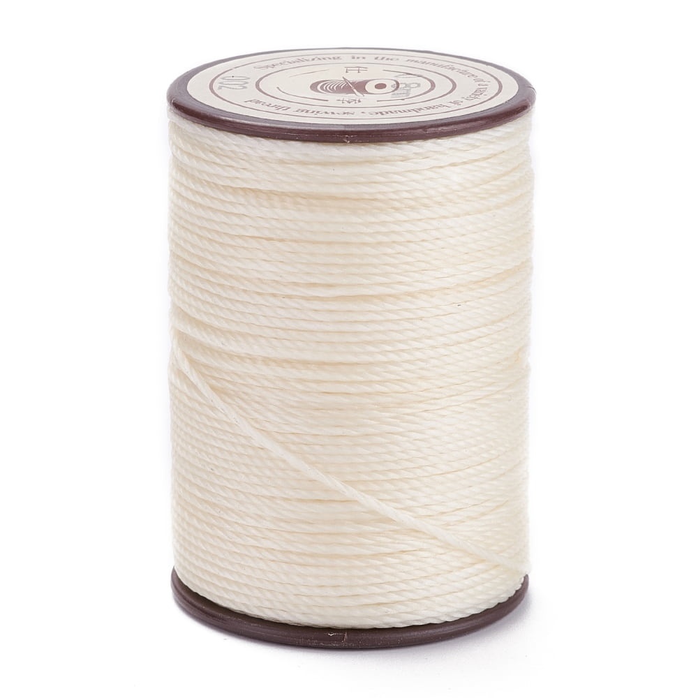 5rolls Round Waxed Polyester Thread String Micro Macrame Cord Twisted Cord for Leather Sewing Stitching PapayaWhip 0.8mm about 54.68 Yards(50m)/Roll