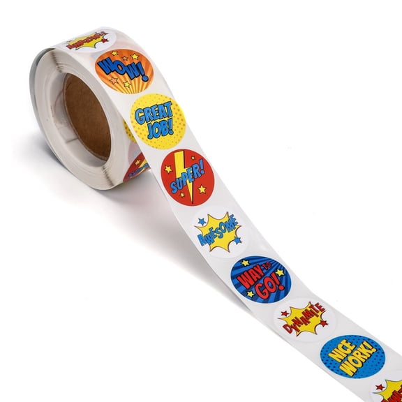 5rolls Self-Adhesive Kraft Paper Gift Tag Stickers Adhesive Labels for Festival Christmas Holiday Wedding Presents with Word Colorful 25mm 500pcs/roll