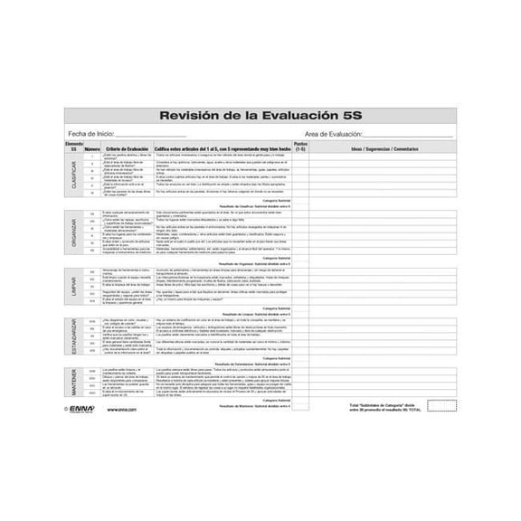 5s Evaluation Review Form (Spanish) (Other)