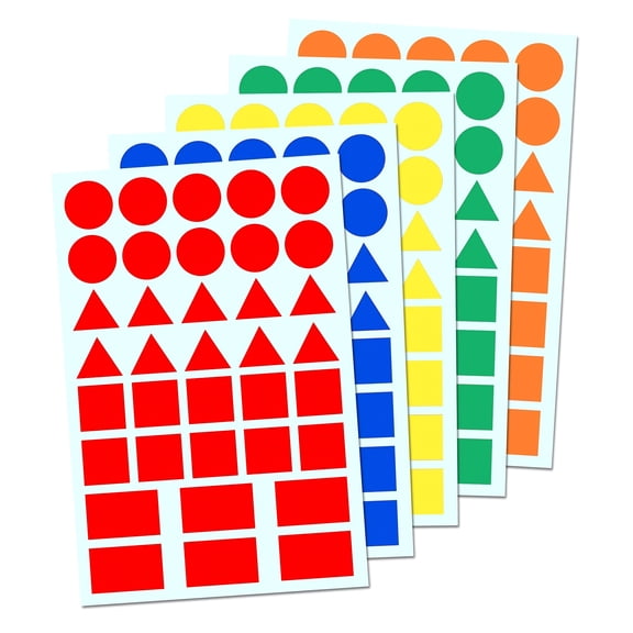 5sheets/180pcs Color Shaped Sticker Labels, Triangular Square Rectangular Circular Labels Self-adhesive Stickers, Suitable for Office, School, and Home Labeling Labels
