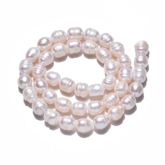 Cultured Freshwater Pearl Beads Strands Material for Mother's Day Gift Polished Rice Seashell color 8.5~9.5x7.5~8.5mm Hole: 0.7mm about 33~37pcs/strand 13.78 inch~14.37