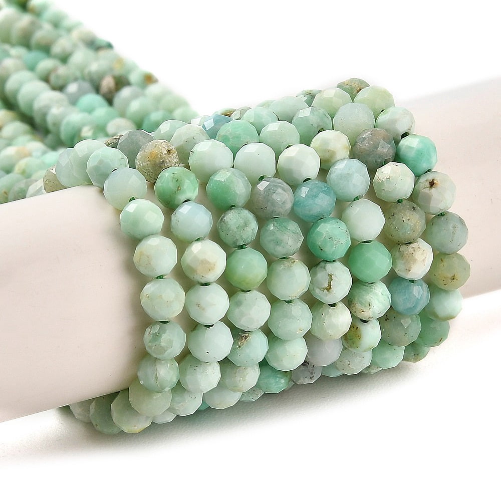 5strands Natural Green Opal Beads Strands Faceted Round 4~4.5x4~5mm Hole: 0.7mm about 90~94pcs/strand 15.35''(39~39.5cm) DIY