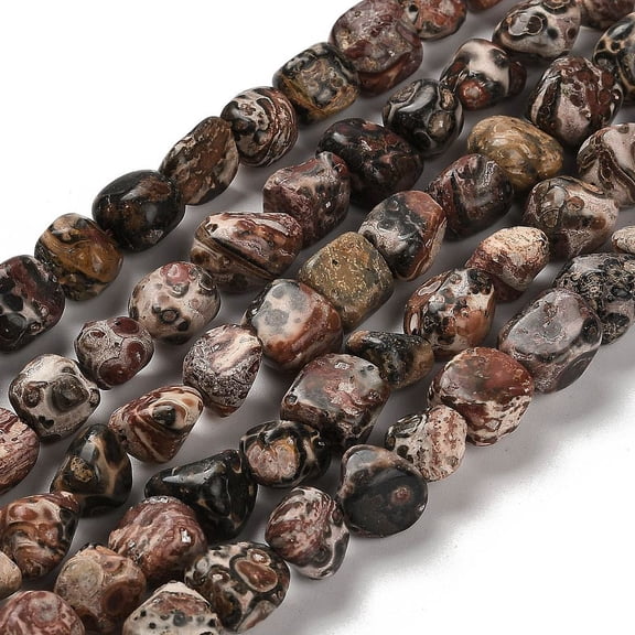 5strands Natural Leopard Skin Jasper Beads Strands Tumbled Stone 7-13x4.5-10x4.5-10mm Hole: 1.2mm 44-46pcs/strand 15.08-16.14 inch(38.3-41cm)