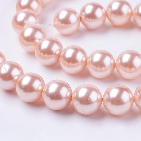 5strands Shell Pearl Beads Strands Round Pink 6mm Hole: 1mm 63pcs ...