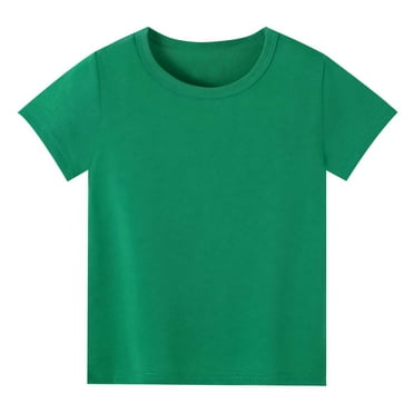Aihuaihua 5t Girls Shirts Crew Neck Solid Color T-Shirts Short Sleeve T Shirts Loose Summer Tops Girls' Tops, Tees & Blouses 7-8 Years（Green）