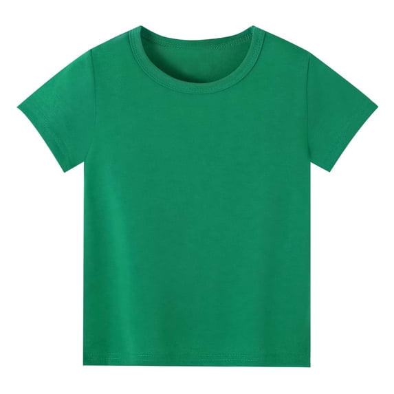 Aihuaihua 5t Girls Shirts Crew Neck Solid Color T-Shirts Short Sleeve T Shirts Loose Summer Tops Girls' Tops, Tees & Blouses 7-8 Years(Green)