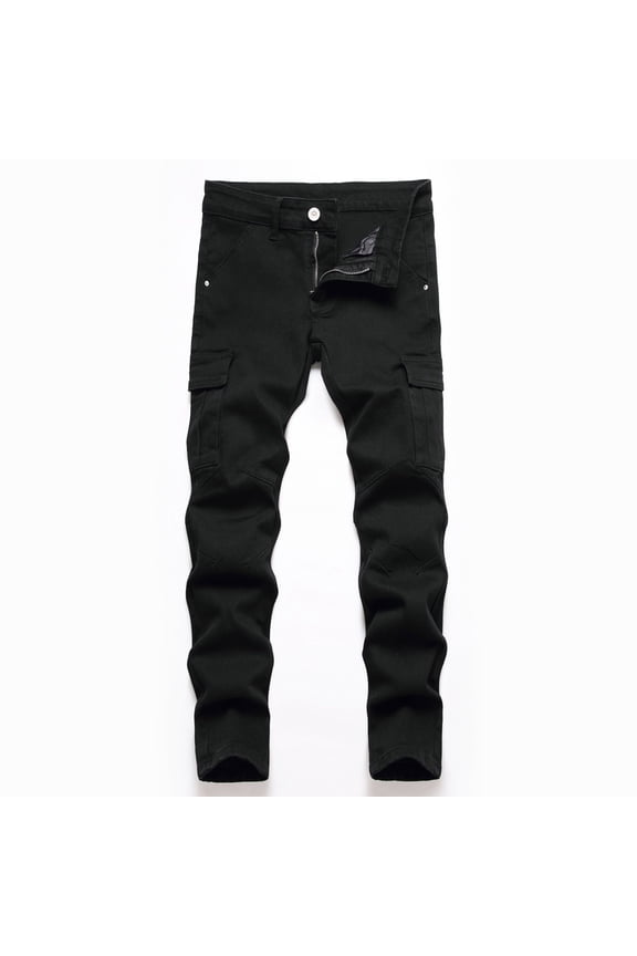 5t Pants Boys Gray Cargo Denim Pants for Kids Stretch Straight Durable Long Jeans Youth Casual Daily Wear Big Boys Four-Season European Style Clothing