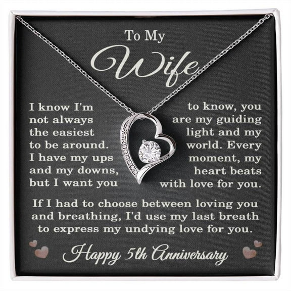 5th Anniversary Necklace for Wife from Husband 5 Years Anniversary Jewelry for Her Women Forever Love Pendant