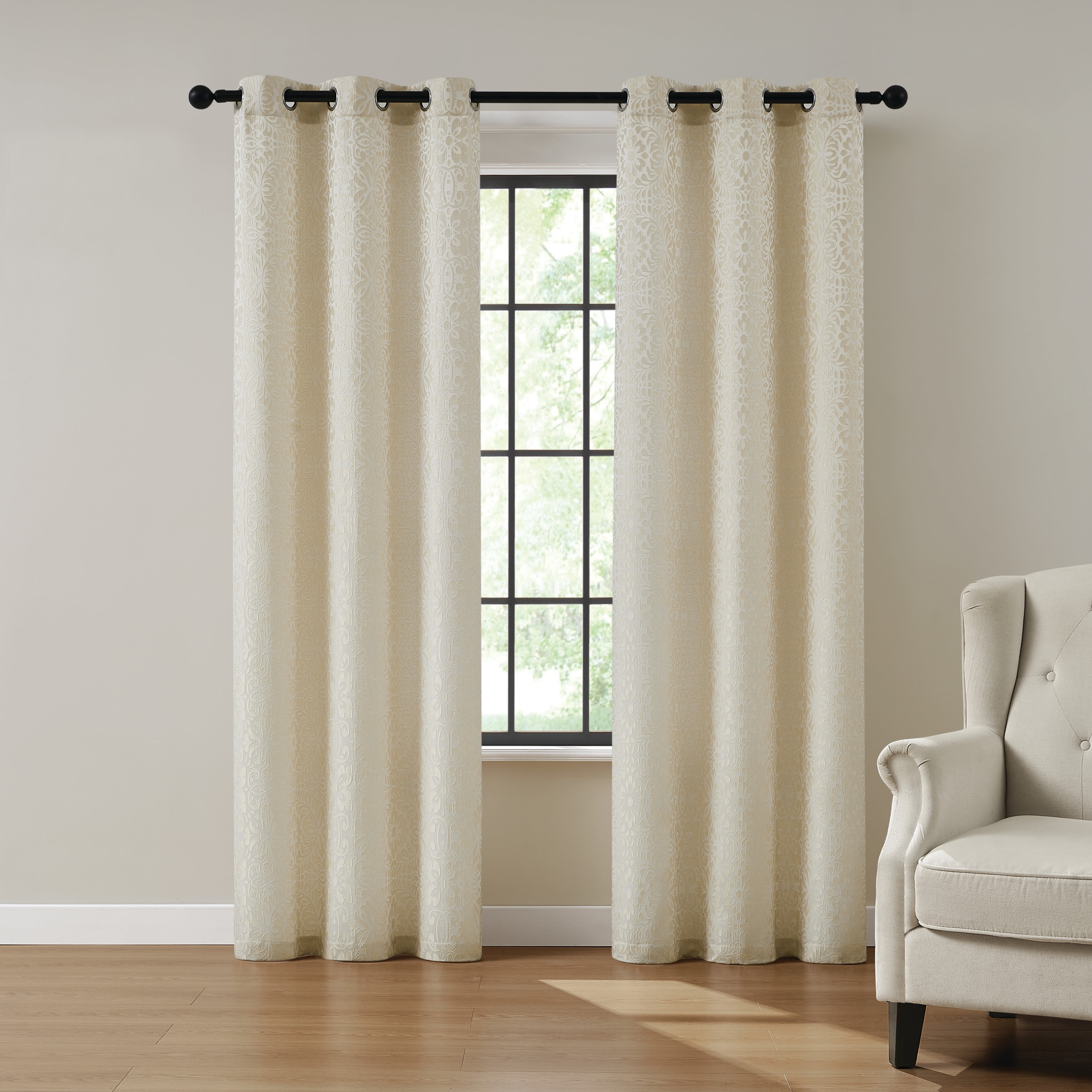 Window Tex 5th Avenue Lux Thalia Textured Grommet Window Curtain Panel Pair ...