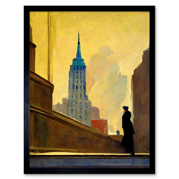 5th Avenue New York At Sunrise Watercolour Painting Art Print Framed Poster Wall Decor 12x16 inch