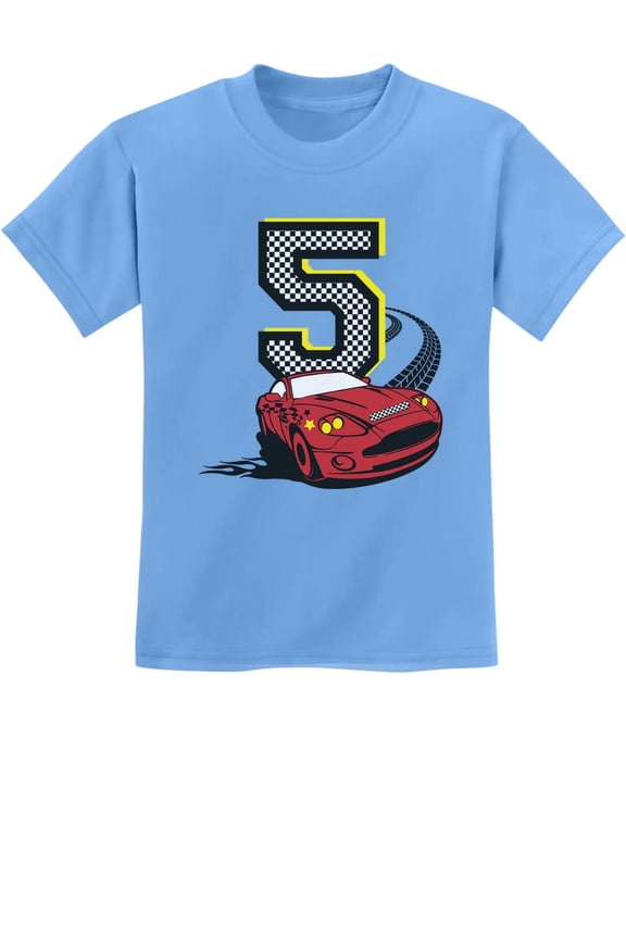5th Birthday 5 Year Old Boy Race Car Party Youth Kids T-Shirt Small California Blue