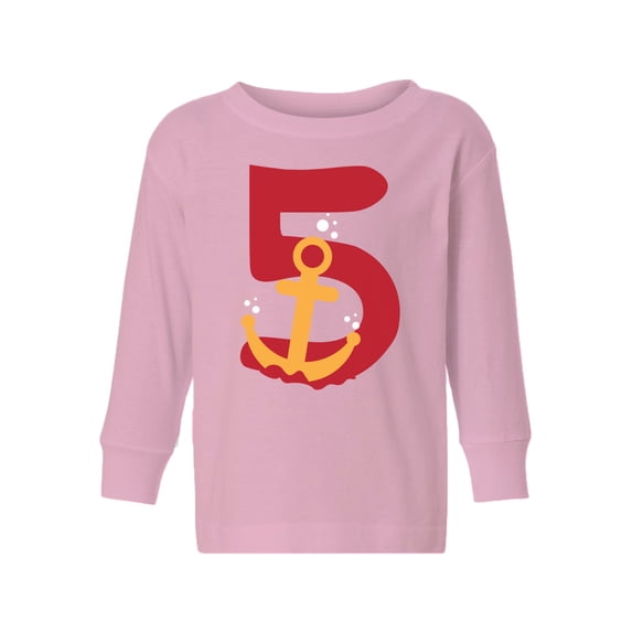 5th Birthday Anchor Toddler Long Sleeve Shirt I'm Five Boys Shirt Girls T-Shirt Anchor Five Kids T-Shirt