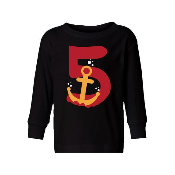 5th Birthday Anchor Toddler Long Sleeve Shirt I'm Five Boys Shirt Girls T-Shirt Anchor Five Kids T-Shirt