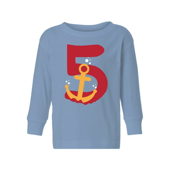 5th Birthday Anchor Toddler Long Sleeve Shirt I'm Five Boys Shirt Girls T-Shirt Anchor Five Kids T-Shirt