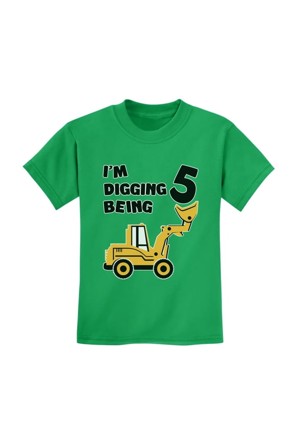 5th Birthday Bulldozer Construction Tstars T-Shirt - Unisex Kids Apparel - Perfect for Birthday Parties - Unique Birthday Gift for 5 Year Old Boys & Girls - Toddler Kids Birthday Themed T-Shirt