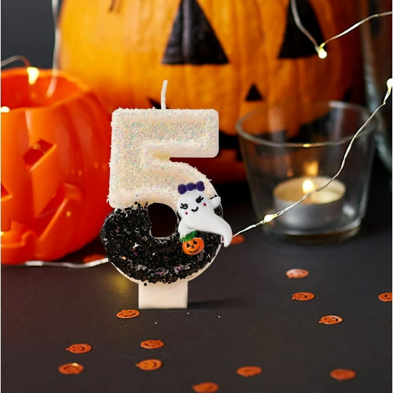 5th Birthday Candles Halloween Themed Number 5 Candle Cake Cartoon Birthday Cake Decorations for Boys Girls Kids Party Supplies
