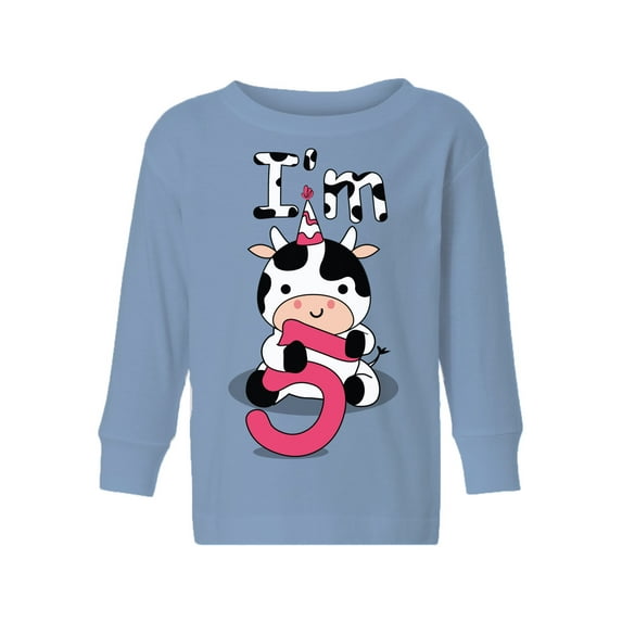 5th Birthday Cow Toddler Long Sleeve Shirt I'm Five Boys Shirt Girls T-Shirt Cute Cow Five Kids T-Shirt