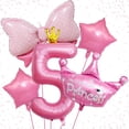 thumbnail image 1 of 5th Birthday Decorations for Girls, Pink 5th Birthday Balloon Set with 40 Inch Pink Number 5, Large Helium Foil Mylar Crown Balloon, Pink Bow Foil Balloons for Baby Girl Daughter First Birthday Party, 1 of 15