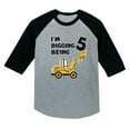 thumbnail image 1 of 5th Birthday Gift Construction Party 3/4 Sleeve Baseball Jersey Toddler Shirt 4T Dark Gray, 1 of 6