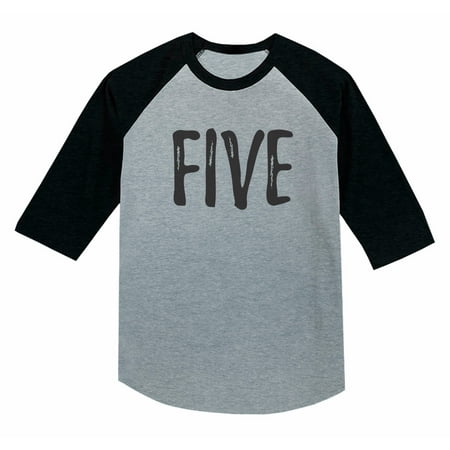5th Birthday Gift For 5 Year Old Child 3/4 Sleeve Baseball Jersey Toddler Shirt 4T Dark Gray