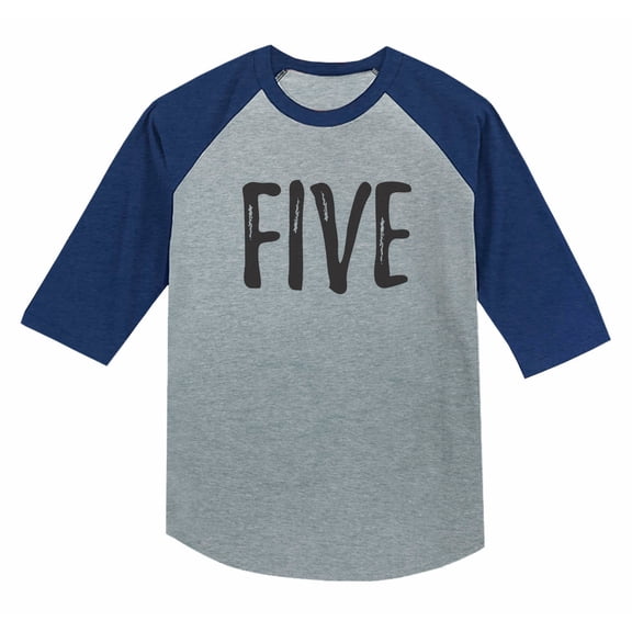 5th Birthday Gift For 5 Year Old Child 3/4 Sleeve Baseball Jersey Toddler Shirt 5T Blue