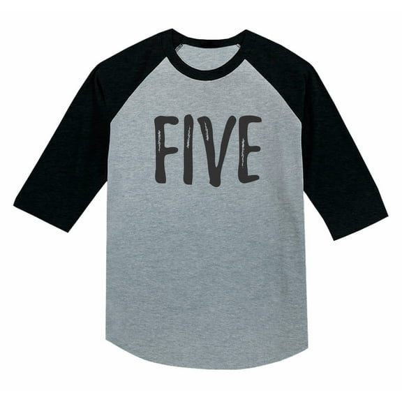 5th Birthday Gift For 5 Year Old Child 3/4 Sleeve Baseball Jersey Toddler Shirt 5T Dark Gray