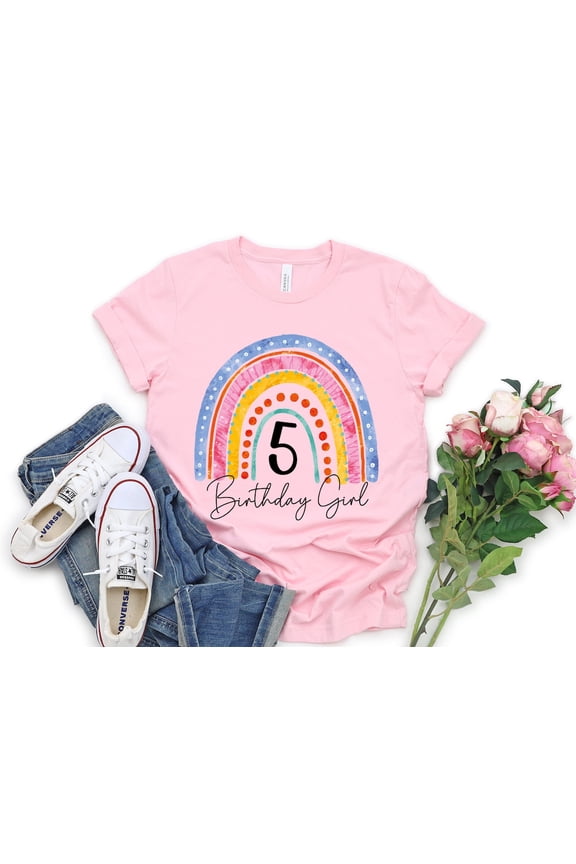 5th Birthday Girl Shirt: Rainbow Birthday T-Shirt SWEATSHIRT All Size S-5XL